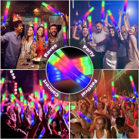 Hamzs 20 PCS Foam Glow Sticks with 3 Modes Colorful Flashing, Foam Light Up Sticks, LED Light Up Foam Sticks Flashing Glow Sticks Foam Glow Sticks for New Year, Wedding, Raves, Concert, Christmas in Saudi Arabia