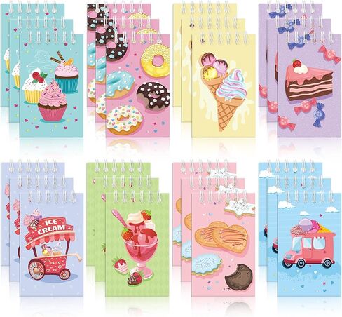Zonon 24 Pack Mini Ice Cream Spiral Notebook Ice Cream Party Favors Kids Pocket Notepads Mini Ice Cream Notepads Gifts Bulk for Birthday Party Favors Supplies School Teacher Classroom Gifts in Saudi Arabia