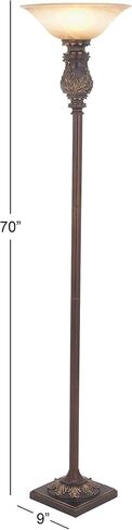 Deco 79 Metal Room Torchiere Antique Style Floor Lamp, Standing Lamp 15" x 15" x 70", Brown in Saudi Arabia