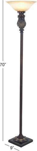 Deco 79 Metal Room Torchiere Antique Style Floor Lamp, Standing Lamp 15" x 15" x 70", Brown in Saudi Arabia