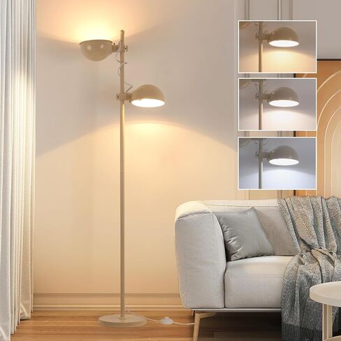 Modern Floor Lamp for Living Room Bedroom, 2 Heads with Adjustable Up/Down, 61" Tall Standing Lamp with Foot Pedal Switch, Corner Lamp 3 Color Temperatures with 6W LED Bulbs in Saudi Arabia