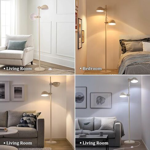 Modern Floor Lamp for Living Room Bedroom, 2 Heads with Adjustable Up/Down, 61" Tall Standing Lamp with Foot Pedal Switch, Corner Lamp 3 Color Temperatures with 6W LED Bulbs in Saudi Arabia