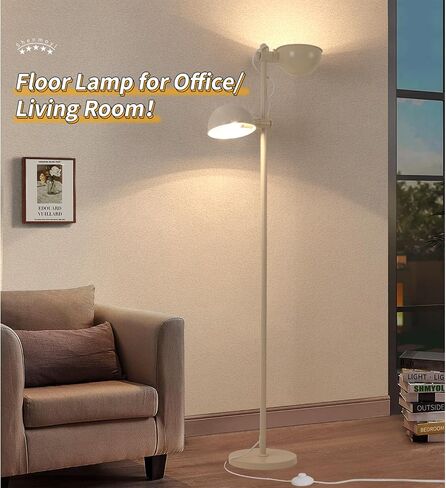 Modern Floor Lamp for Living Room Bedroom, 2 Heads with Adjustable Up/Down, 61" Tall Standing Lamp with Foot Pedal Switch, Corner Lamp 3 Color Temperatures with 6W LED Bulbs in Saudi Arabia