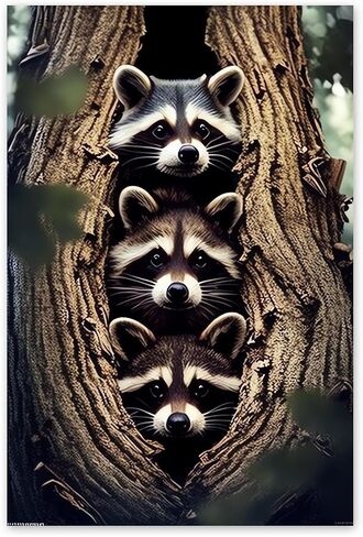 NSUAJOF Raccoon Diamond Painting Kits Raccoons Full Round Drill Adults Beginners DIY 5D Art Painting for Interior Decoration Home Wall Decor Gifts 12x16 Inch in Saudi Arabia