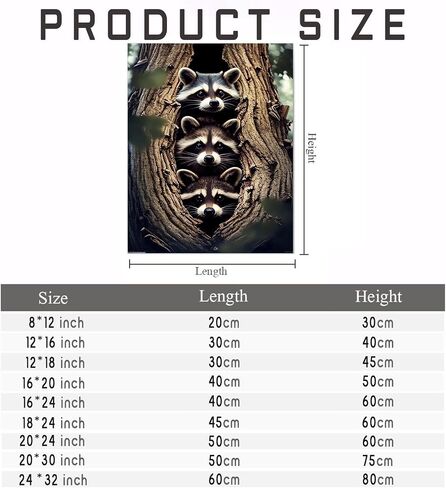 NSUAJOF Raccoon Diamond Painting Kits Raccoons Full Round Drill Adults Beginners DIY 5D Art Painting for Interior Decoration Home Wall Decor Gifts 12x16 Inch in Saudi Arabia