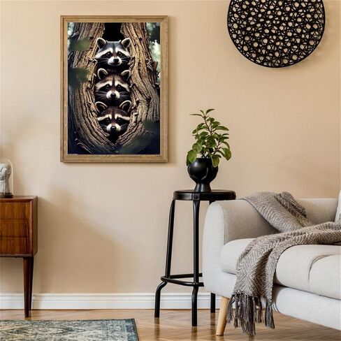 NSUAJOF Raccoon Diamond Painting Kits Raccoons Full Round Drill Adults Beginners DIY 5D Art Painting for Interior Decoration Home Wall Decor Gifts 12x16 Inch in Saudi Arabia