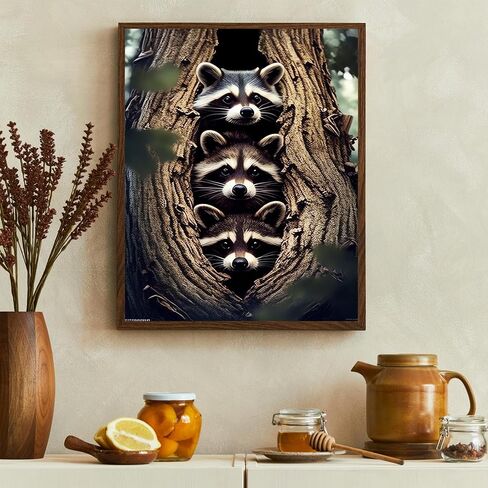NSUAJOF Raccoon Diamond Painting Kits Raccoons Full Round Drill Adults Beginners DIY 5D Art Painting for Interior Decoration Home Wall Decor Gifts 12x16 Inch in Saudi Arabia