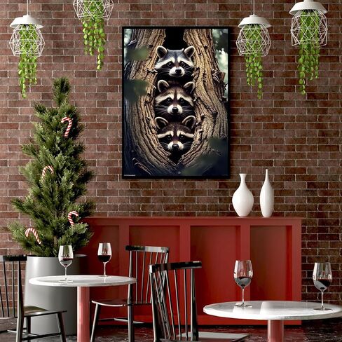 NSUAJOF Raccoon Diamond Painting Kits Raccoons Full Round Drill Adults Beginners DIY 5D Art Painting for Interior Decoration Home Wall Decor Gifts 12x16 Inch in Saudi Arabia