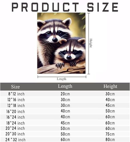 NSUAJOF Raccoon Diamond Painting Kits Raccoons Full Round Drill Adults Beginners DIY 5D Art Painting for Interior Decoration Home Wall Decor Gifts 12x16 Inch in Saudi Arabia