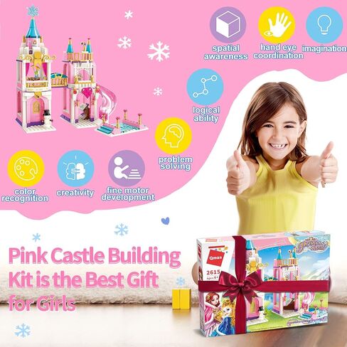 QMAN 6-12 Girl's Dream Home Building Blocks Kit Educational Toy, Build Girl's Bedroom Living Room Kitchen, 3 Building Methods (194 Pieces) in Saudi Arabia