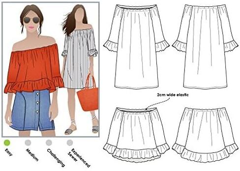 نمط الخياطة المقوسة - بلوزة Ellie-Mae Tunic (المقاسات 04-16) in Saudi Arabia
