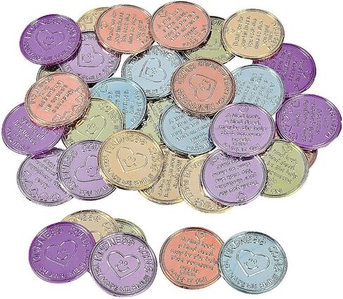 Fun Express 1 1/2" Bulk 144 Pc. Multicolored Motivational Kindness Plastic Coins, Great for Classroom and Church Activites in Saudi Arabia