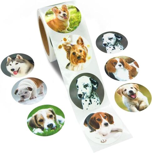 500Pcs Round Cute Dog for Kids Teacher Reward Stickers School Supplies, Animal Incentive Roll Sticker Potty Training Stickers for School Classroom Home（S107 Series） in Kuwait