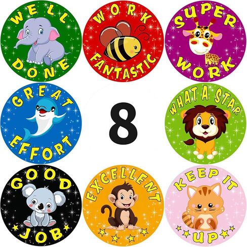 500Pcs Round Cute Dog for Kids Teacher Reward Stickers School Supplies, Animal Incentive Roll Sticker Potty Training Stickers for School Classroom Home（S107 Series） in Kuwait