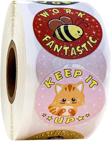 500Pcs Round Cute Dog for Kids Teacher Reward Stickers School Supplies, Animal Incentive Roll Sticker Potty Training Stickers for School Classroom Home（S107 Series） in Kuwait