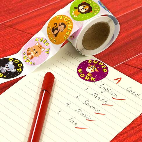 500Pcs Round Cute Dog for Kids Teacher Reward Stickers School Supplies, Animal Incentive Roll Sticker Potty Training Stickers for School Classroom Home（S107 Series） in Kuwait