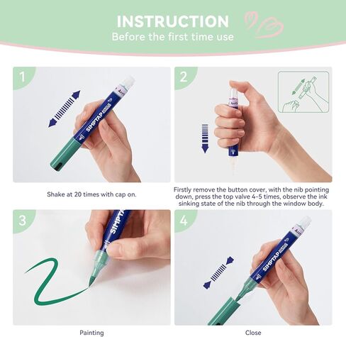 Arrtx Top Valve Action Marker Pen, 48 Colors Simptap Acrylic Paint Pens, Water Based Paint Markers for Stone, Glass, Extra Brush Tip in Kuwait