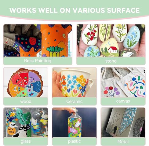 Arrtx Top Valve Action Marker Pen, 48 Colors Simptap Acrylic Paint Pens, Water Based Paint Markers for Stone, Glass, Extra Brush Tip in Kuwait