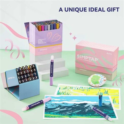 Arrtx Top Valve Action Marker Pen, 48 Colors Simptap Acrylic Paint Pens, Water Based Paint Markers for Stone, Glass, Extra Brush Tip in Kuwait