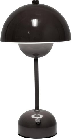تصاميم بسيطة LD1069-BLK 11.8 بوصة مصباح LED يعمل باللمس على شكل فطر سحري، محمول وقابل لإعادة الشحن، أسود in Kuwait
