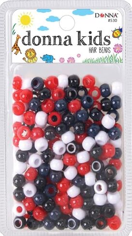 DONNA Small Plastic Hair Beads, DIY Hair Braiding Plastic Beads for Braid Hair 1pc Quick Beaders for Kids Hair Braids, Small Pack Size Blue Mix Color in Kuwait