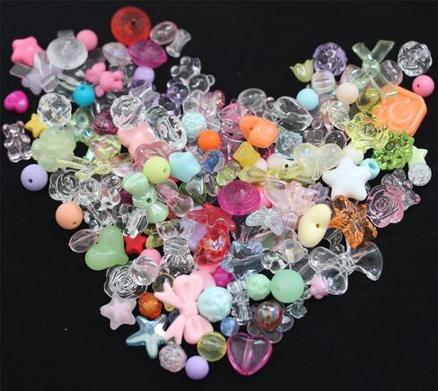 240~280pcs Acrylic Assorted Beads, BetterJonny Cute Beads Mix Color Pastel Beads Flower Heart Butterfly Candy Beads Plastic Beads Bulk for Bracelets Jewelry Making DIY Crafts Necklaces in Kuwait