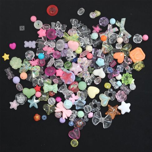 240~280pcs Acrylic Assorted Beads, BetterJonny Cute Beads Mix Color Pastel Beads Flower Heart Butterfly Candy Beads Plastic Beads Bulk for Bracelets Jewelry Making DIY Crafts Necklaces in Kuwait