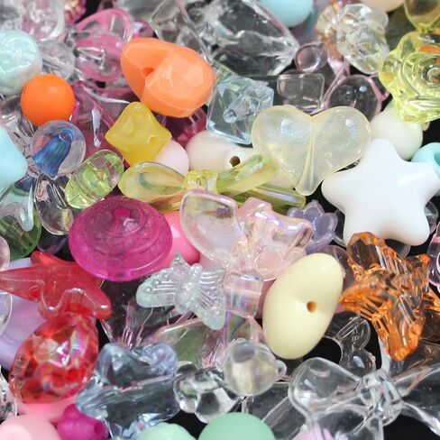 240~280pcs Acrylic Assorted Beads, BetterJonny Cute Beads Mix Color Pastel Beads Flower Heart Butterfly Candy Beads Plastic Beads Bulk for Bracelets Jewelry Making DIY Crafts Necklaces in Kuwait