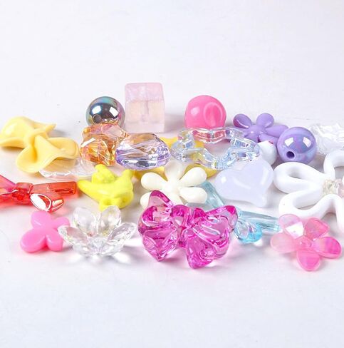 240~280pcs Acrylic Assorted Beads, BetterJonny Cute Beads Mix Color Pastel Beads Flower Heart Butterfly Candy Beads Plastic Beads Bulk for Bracelets Jewelry Making DIY Crafts Necklaces in Kuwait