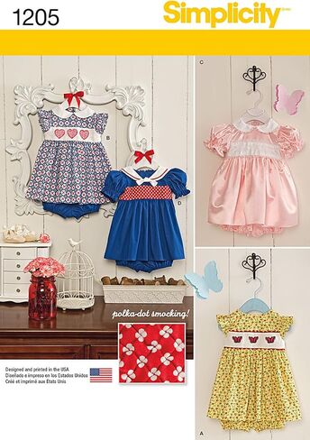 Simplicity 1205 Baby Dress and Bloomers Sewing Patterns, XXS-L in Saudi Arabia