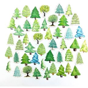 Scrapbooking Stickers(46pcs), Fecsam Forest Trees Sticker Pack, Decorative Stickers for Scrapbook, Journaling Bullet Jounal Supplies, Planners, Water Bottles, Laptop, Suitcase, Kid DIY Art Crafts