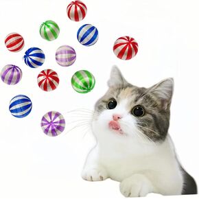 Kovylli 10 Packs Cat Toys Balls for Indoor Cats, Plastic Double Color Satin Ball Toy Interactive Cat Toys, Cat Chew Toys Balls Cat Toys Pet Toys for Indoor Adult Cats, Kitten Kitty Toy 2024 New