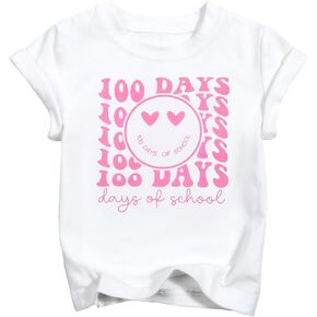 100 Days of School Shirt Boys Girls Kindergarten T-Shirt Letter Print Graphic Tshirt Teacher Gifts Tops Tee in Kuwait