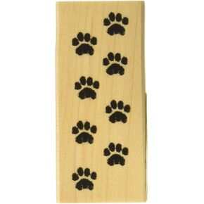 INKADINKADO Cat Paw Print Wood Stamp for Arts and Crafts, 1.25'' W x 2.75'' L