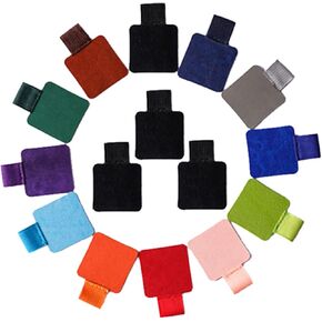 Self adhesive leather pen clip Notebook accessories Adhesive pen ring Elastic rubber band pen insert Binding square pen case Fixed universal pen buckle 12 Colors (15 packs)