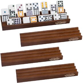 Domino Racks 4packs - Authored Design Nut Brown Tile Holders for Dominoes Set Mexican Trains Mahjoon Chickenfoot