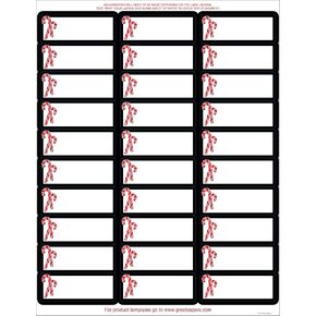 Great Papers! Candy Cane with Red Foil 30-Up Holiday Address Labels, 8.5" x 11" Sheet/1" x 2.625" Labels, 4 sheets/120 Labels (2021101)