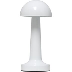 Simple Designs LD1081-WHT 8.88" Mushroom Magic Mini Metal Dimming & Rechargeable Cordless 4-Way Touch Sensor Dome Desk Lamp, White