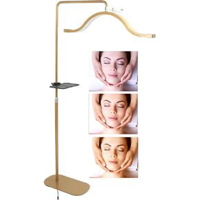Half Moon Lamp for Lash Extension, 29 Inch 3200K to 5600K Eyelash LED Floor Light with Phone Holder, Lighting for Beauty Skincare Lashes Eyebrows Filming Content, 350° Rotatable (Gold)