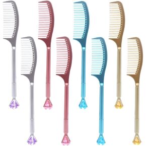 JKJF 8 PCS Comb Shape Rollerball Pens Bling Diamond Gel Ink Pens Novelty Comb Pen for School Office Stationery Writing Supplies - 0.5 mm Black
