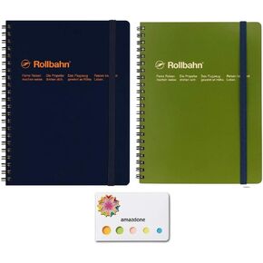 Delfonics Roruban Pocket Memo A5 Dark Blue＆Olive(500056-428,500056-228) Set of 2 and Our Original Sticky Notes