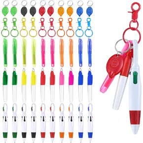 60 Pcs Mini Pens for Nurses Pen Badge Clip with Mini Highlighter Retractable Neon Nurse Pen LED Keychain Clip Flashlight Key Ring Nursing Ballpoint Pen for Nurse Kid Accessories (Black,Keychain)
