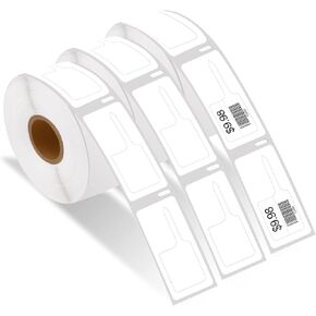 NineLeaf 5 Rolls Replacement 30373 7/8" x 15/16" Price tag Rat Tail Style Thermal Film Labels 400 Labels per Roll Compatible with Dymo 450 450 Turbo 4XL 400 Twin Turbo 450 Duo 450 Twin Turbo 4XL