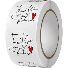 500pcs 1 inch Thank You for Your Purchase Labels with Red Heart Small Business Retail Store Envelope Seals Stickers for Packing Wraps - Mysuevin