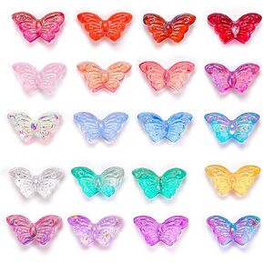 Mabor 100pcs Butterfly Crystal Glass Beads for Jewelry Making,Small Glass Beads(8 * 15mm),Colorful Glass Spacer Beads DIY Craft Making for Necklace Bracelet Earring Key Chains Jewelry
