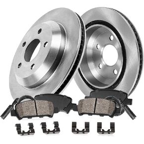 Callahan Rear Drilled Slotted Brake Disc Rotors and Ceramic Brake Pads + Hardware Brake Kit + Sensors For BMW 228i 230i 320i 328d 328i 428i