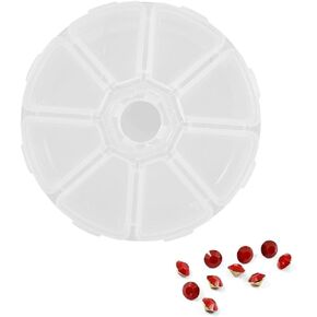 Clear 8 Compartment Round Jewelry Bead Storage Organizer, Portable Nail Storage Container 8 Grids Empty Nail Art Container Case Box Rhinestones Container for