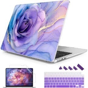 Mektron for 2024-2022 MacBook Air 13.6 inch Case M3 M2，Model A3113 A2681 with Liquid Retina Display Touch ID，Printed Bright Hard Shell Cover for MacBook Air 13.6"，Pink Bows C245