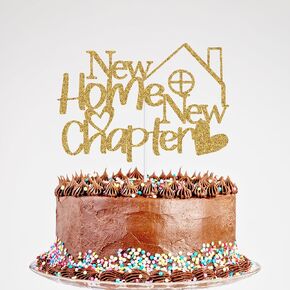 Glitter New Home New Chapter Cake Topper - Welcome Home Cake Decorations, Home Sweet Home Housewarming Family Party Supplies Gold