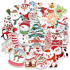 Christmas Stickers for Kids Teens Adults Merry Christmas Glow in The Dark Vinyl Stickers for Scrapbooking Water Bottle Decor Party Supplies Favors Stocking Stuffers 30Pcs